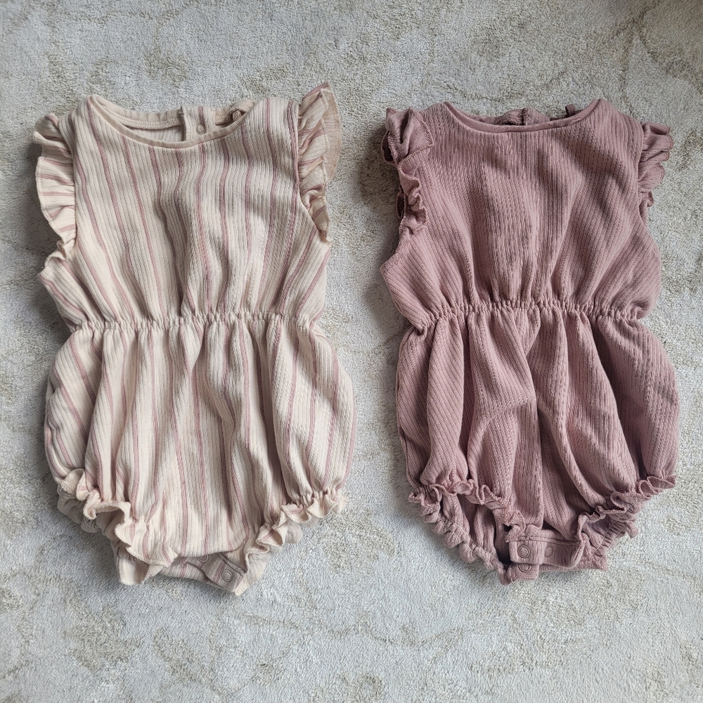 Next Baby Set Of Two Ruffled Baby Rompers